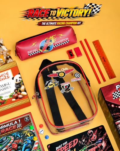 Image of Hyperfoods Car Rakhi for Kids Boys Rakhi Gift Hamper with 100g Bon Bites Chocolates Racing Car Game Set Stationery Kit Rakhi Set for Brother Kids Gift Hamper for Kid Net WT 490gm (Gross Wt. 680g)
