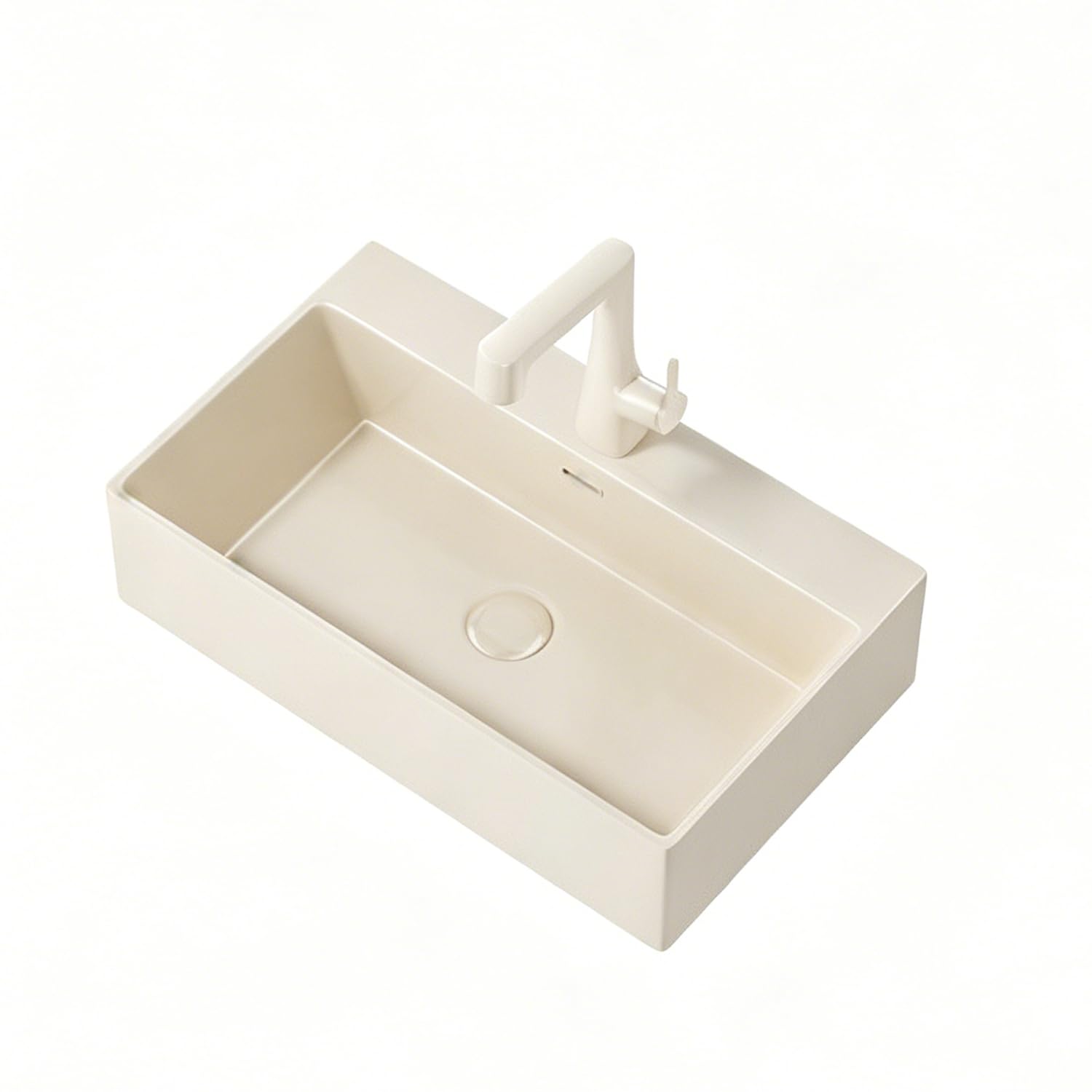 QjxSXLFSX Ceramic Bathroom Sink, Rectangular Bathroom Basin, Modern Countertop Sink, Off-White Countertop Basin Suitable for Bathrooms And Small Guest Restrooms,A,47×35×15cm