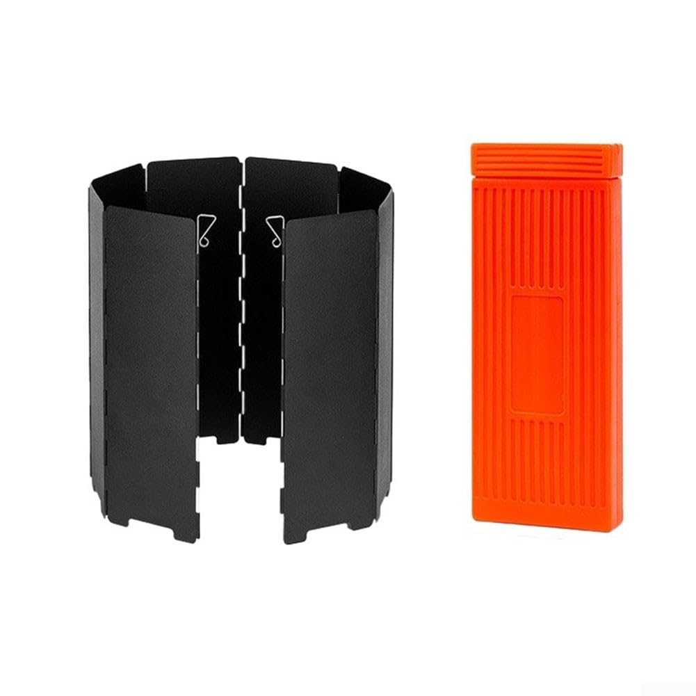 Camping Stove Windscreen Aluminium Foldable Wind Shield for Outdoor Cooking with Storage Bag Lightweight Portable Gas Hob Protector Hiking Trekking Picnic BBQ Compact Design(10 Black (Box))