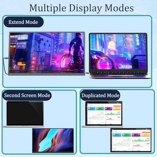 Image of Portable Monitor, 18.5 Inch 1080P 60Hz IPS HDR Portable External Screen | USB-C HDMI Second Screen for Laptop PC Mac Phone, Built-in Adjustable Stand Dual Speakers, for Travel and Daily Work