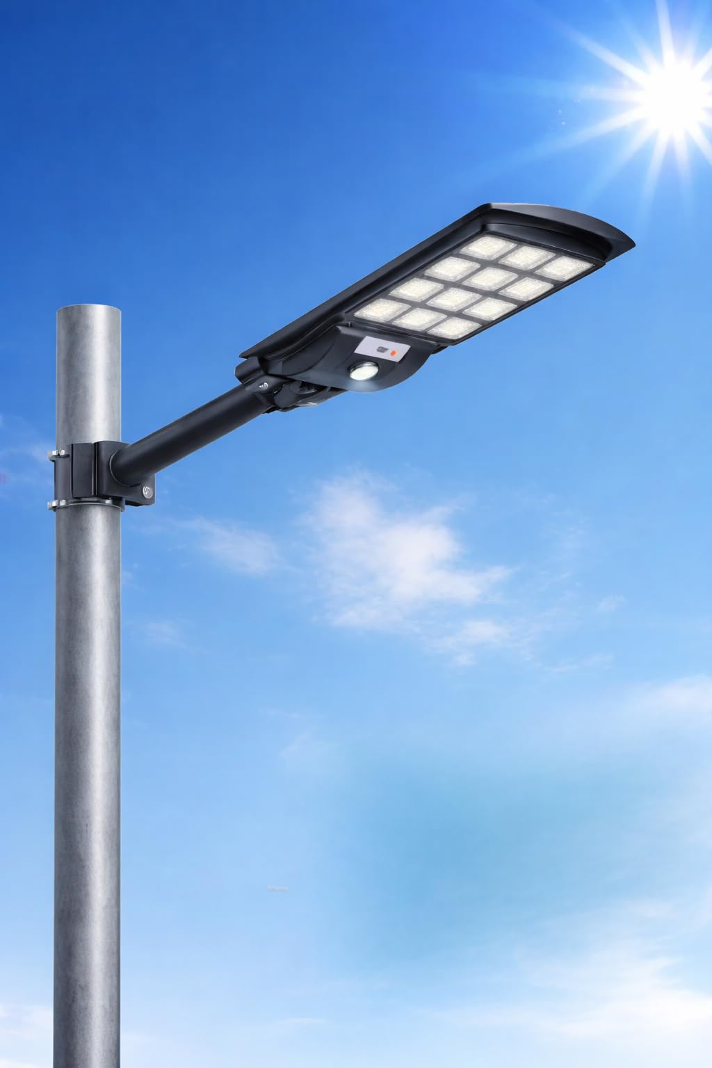 Generico Lampione Solare 800W con 360 LED, Sensore di Movimento Radar, IP67 Impermeabile, Telecomando, Timer Crepuscolare, Ricarica Solare Rapida per Giardino