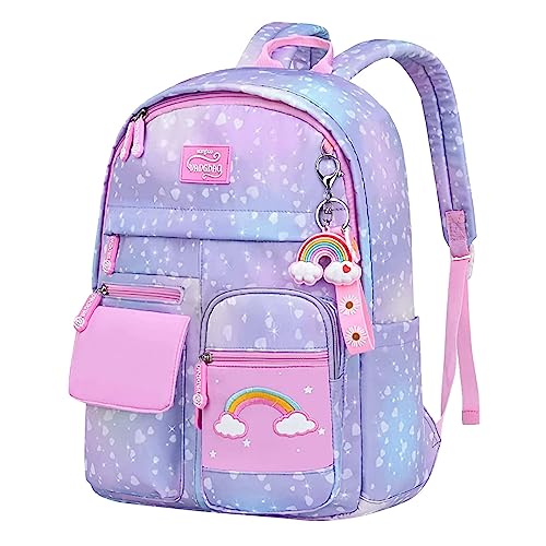 Sac à dos fille élémentaire et maternelle léger rose imperméable pour enfant