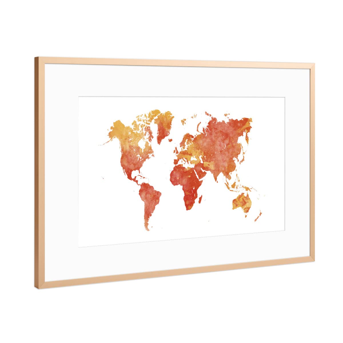 artboxONE Poster mit Rahmen Kupfer 30x20 cm Watercolor World map-p von Paul Rommer - gerahmtes Poster