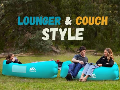 Image of WEKAPO Inflatable Sun Lounger, Air Sofa, Hammock, Portable, Waterproof and Leak-Proof, Ideal for Backyard, Beach, Travel, Camping, Picnics and Music Festivals