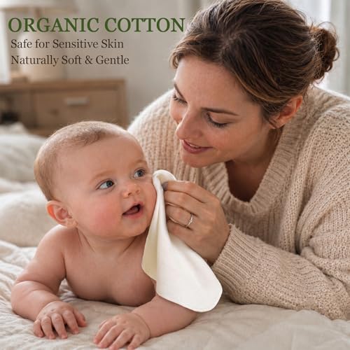 Image of Lion bear 10 Pack Reusable Colored Organics Baby Washcloths, Soft Absorbent Organic Cotton Washable Saliva Towel Face Wipes,Face Towel, Natural Baby Wipes for Sensitive Skin (Multicolor)