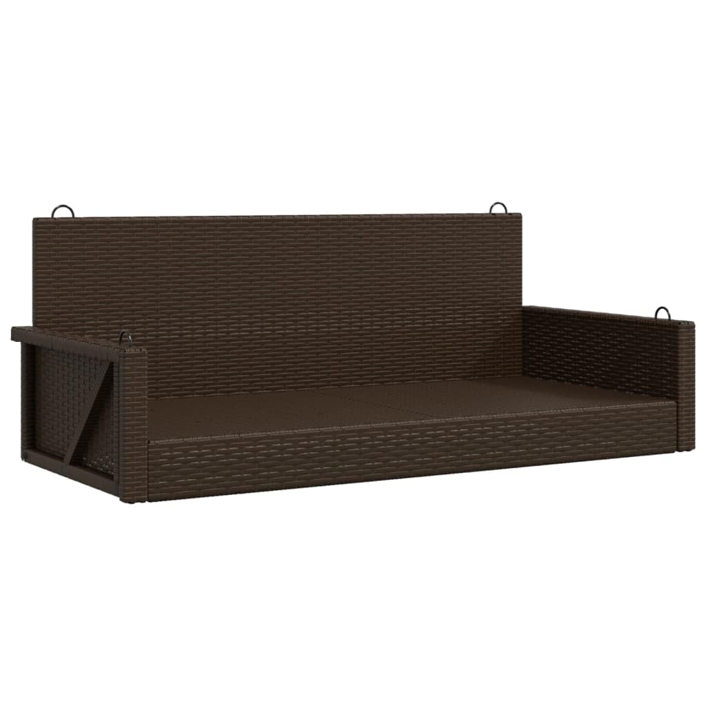 vidaXL Brown Poly Rattan Swing Bench Chair - Weather- Outdoor Hanging Seat with Steel Frame for Garden/Patio/Porch