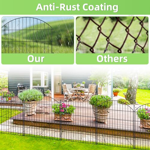 Image of Decorative Garden Fence 32in (H) x12ft (L), 5 Pack No Dig Fence Animal Barrier for Dog, Arched Flower Bed Edging, Wire Border Panel Fencing for Yard Patio Outdoor Decor