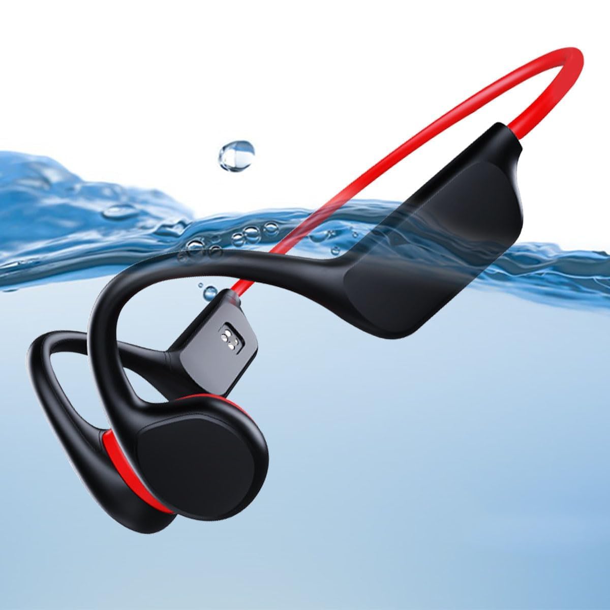 Cuffie a conduossea, IPX8, impermeabili, per nuoto, con memoria 32G, Bluetooth 5.3, cuffie sportive con microfono senza fili, per corsa, nuoto, ciclismo, allenamento