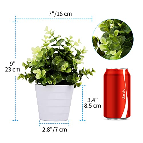 Meneco Small Fake Plant Potted - Faux Plant Indoor Plant Artificial Potted Plant Decor for Home and Office (Eucalyptus Green) - Image 6