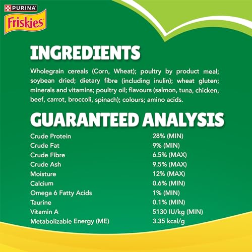 Image of Purina Friskies Indoor Delights Adult Dry Cat Food, 1 kg, Contains Salmon, Tuna, Chicken and Vegetables Flavours (Pack of 2)