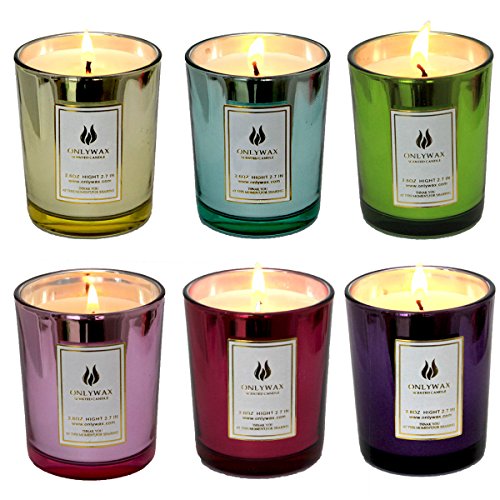 Scented Candles Girfts Sets 100% Soy Wax Glass Jar Candle, Aromatherapy Candles Home Fragrance Candle Gifts Seasonal Celebration Candles Christmas Gift. Set of 6