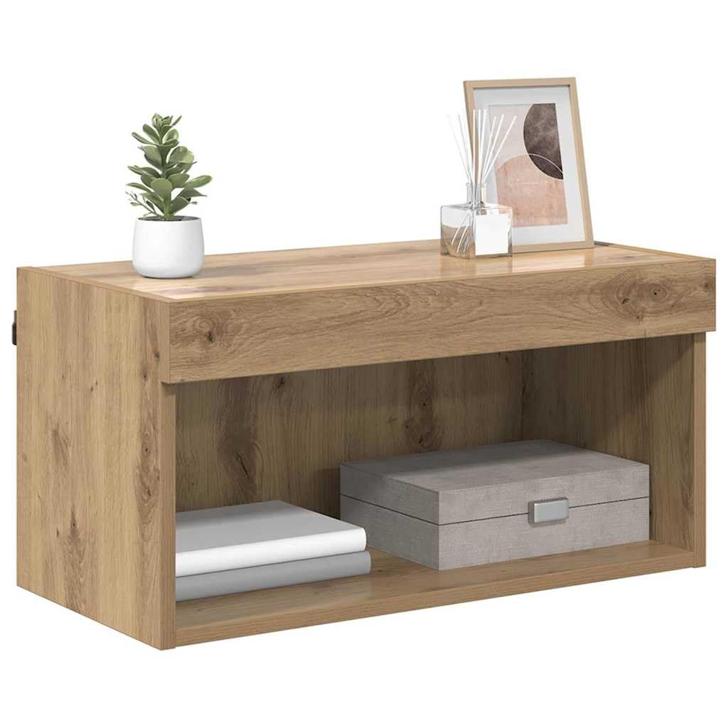 vidaXL TV Cabinet Artisan Oak 60 x 30 x 30 cm Engineered Wood, Living Room, Rectangular, Modern Storage Solutions, Wall-Mounted Cabinet, Space-Saving Units, Ambient LED Lighting, Home Decor