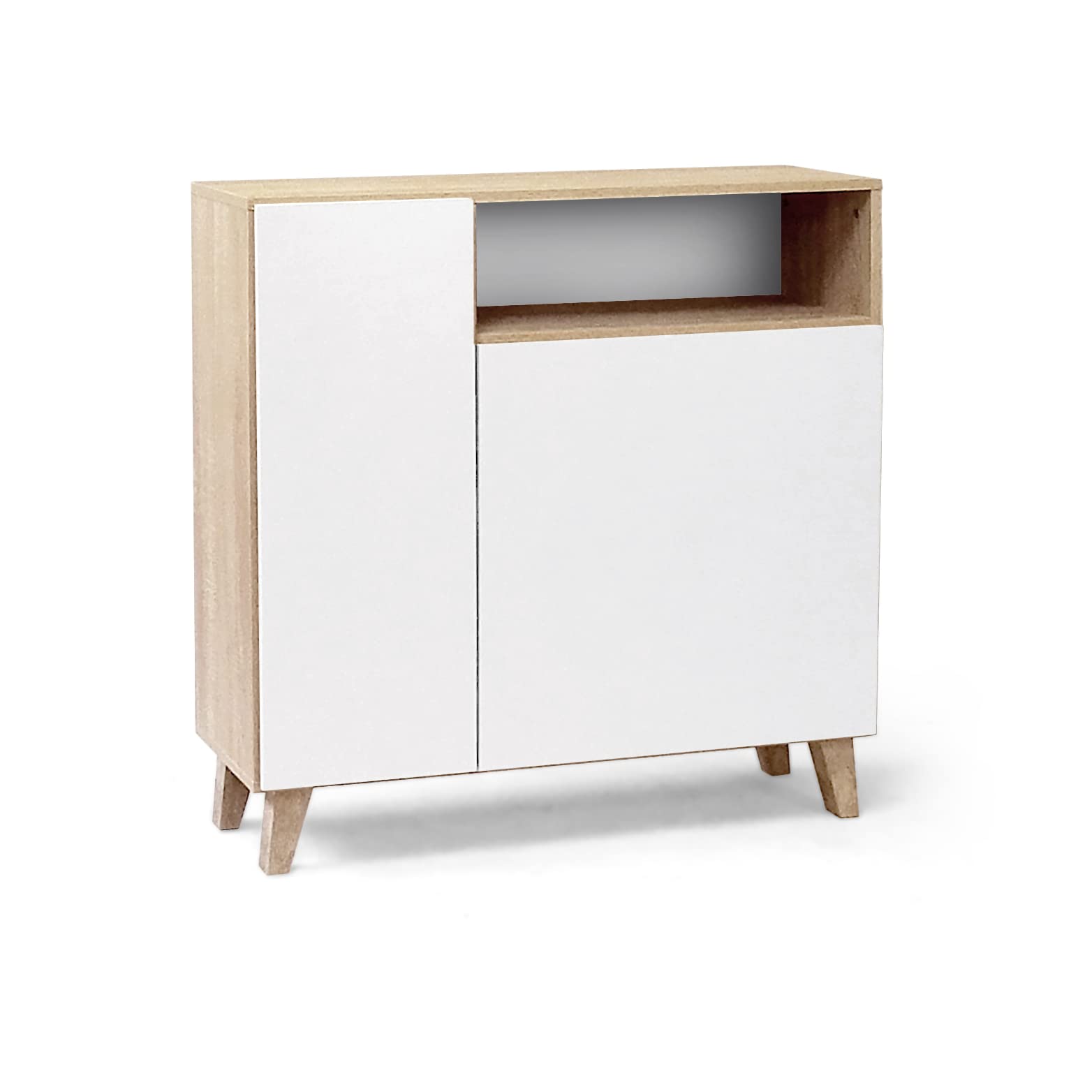 Meuble d'entrée chic blanc et chêne au design intemporel