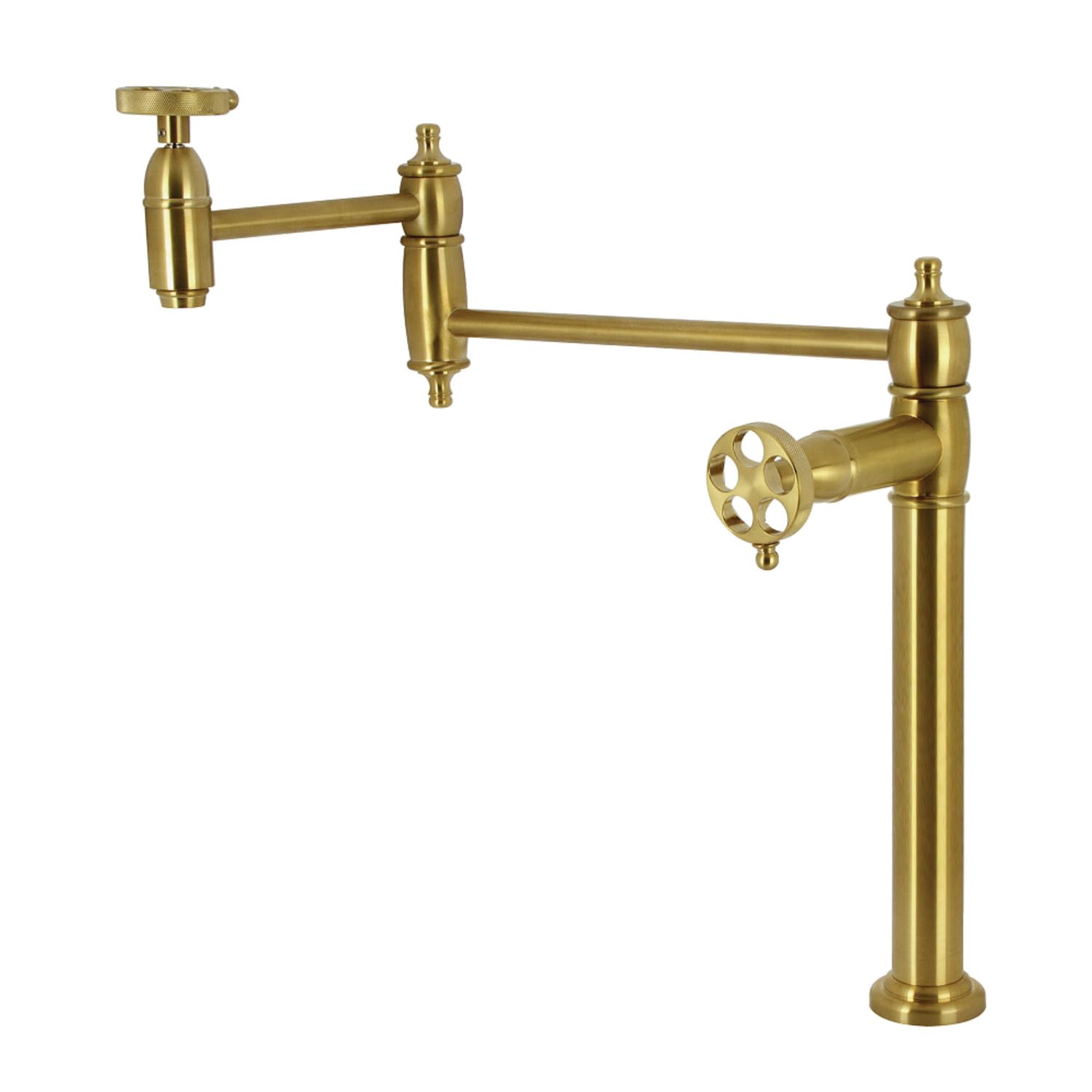 Grifo de llenado de ollas de alta gama en latón cepillado Kingston Brass Wendell