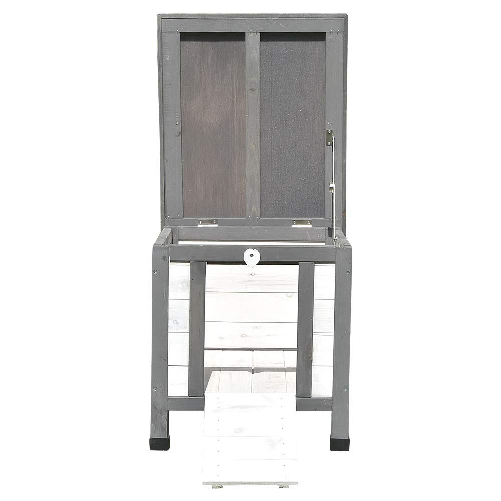 Melko Casa de erizo resistente al invierno con suelo y techo resistente a la intemperie para erizos con tapa plegable, 50 x 45 x 43 cm, cabaña para erizos, color gris y blanco