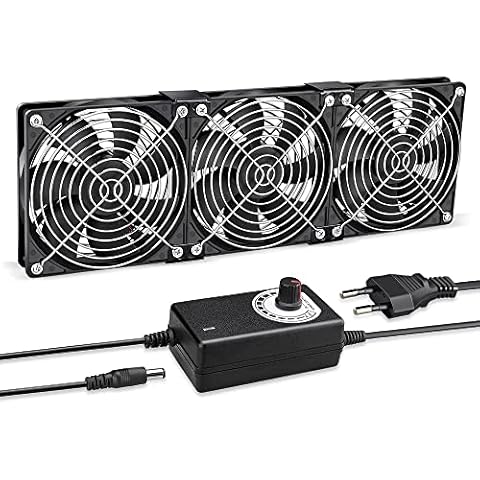 GDSTIME 3 x 120mm Lüfter 12V 120mm Gehäuselüfter mit AC 220V 240V Lüfter Angetrieben Geschwindigkeitskontrolle Dual Kugellager 120mm PC Lüfter für Workstation Cabinet Chassis Server Cover