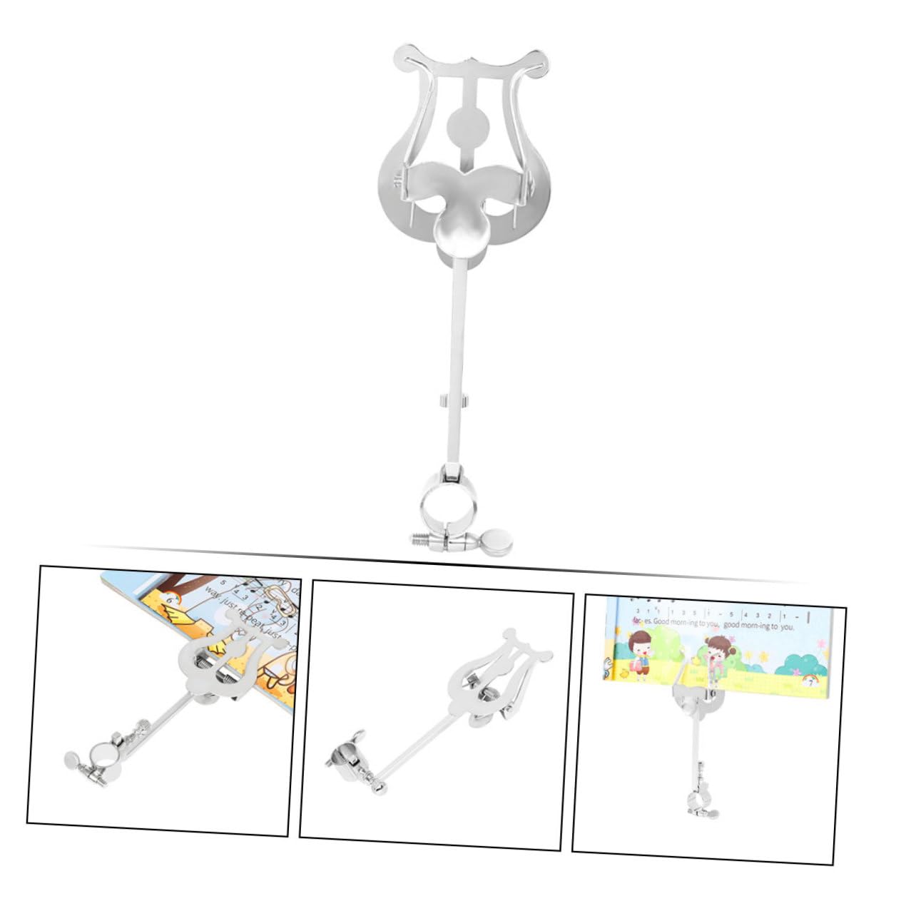 ibasenice 4stücke Klarinette Lyra Notenständer Für Piccolo Mit Einstellbarem Knopf Tragbare Notenhalterung Für Musikblätter Stabile Klemme Für Proben Und Auftritte Silbernes Design