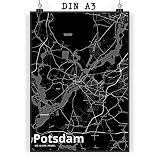 Mr. & Mrs. Panda DIN A3 Poster Potsdam - Geschenk, Ort, Küchenposter, Handgemaltes Poster, Posterdruck, Städte, Stadt Dorf Karte Landkarte Map Stadtplan, Wanddeko, Bild, Stadt, Dorf, Raumdekoration