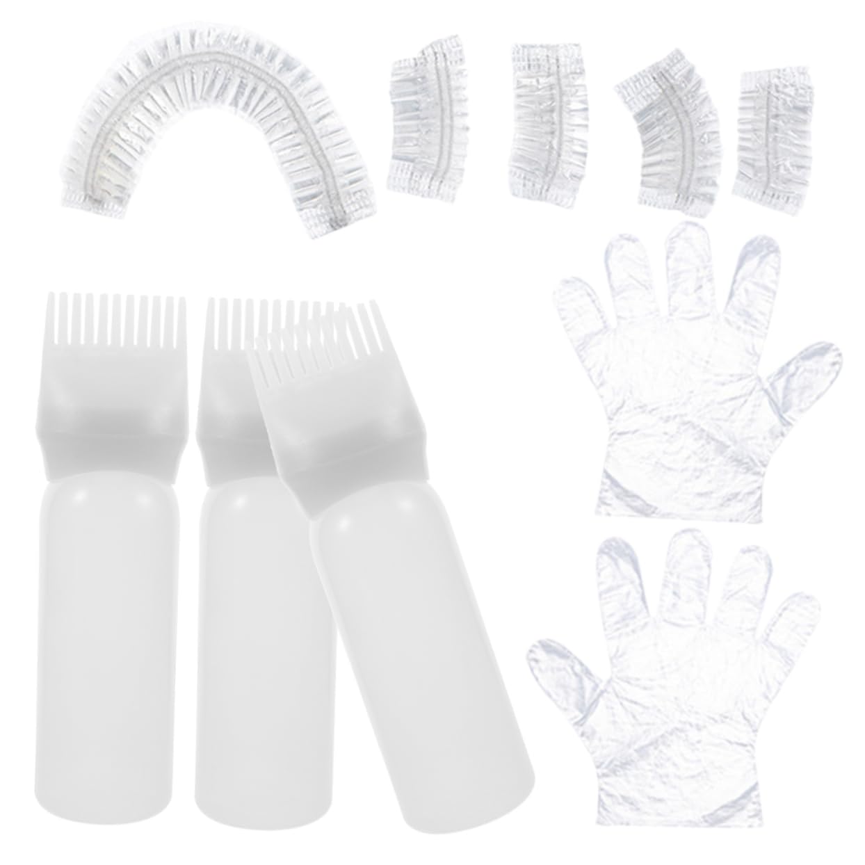 Gogogmee Hair Dye Kit 5-piece Set Hair Dye Brush Root Comb Applicator Bottle Oil Bottles Gloves for Diy or Salon Use