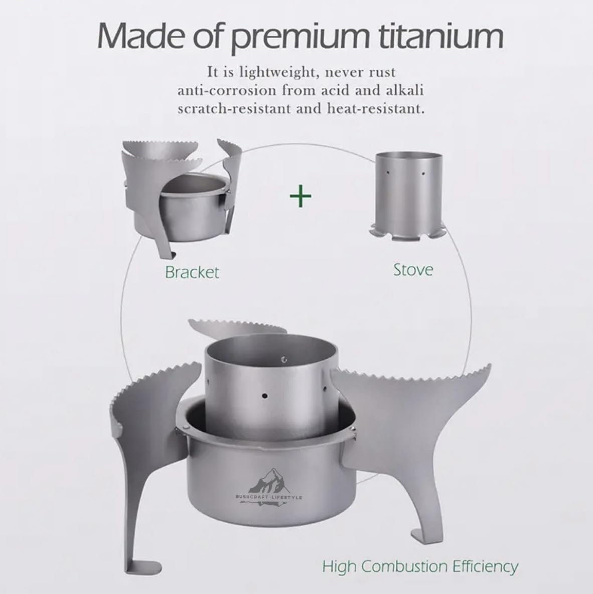 Titanium Alcohol Stove, Extendable to 14 cm, Ultra Light, for Camping 113 g, 68 x 140 mm - Image 4
