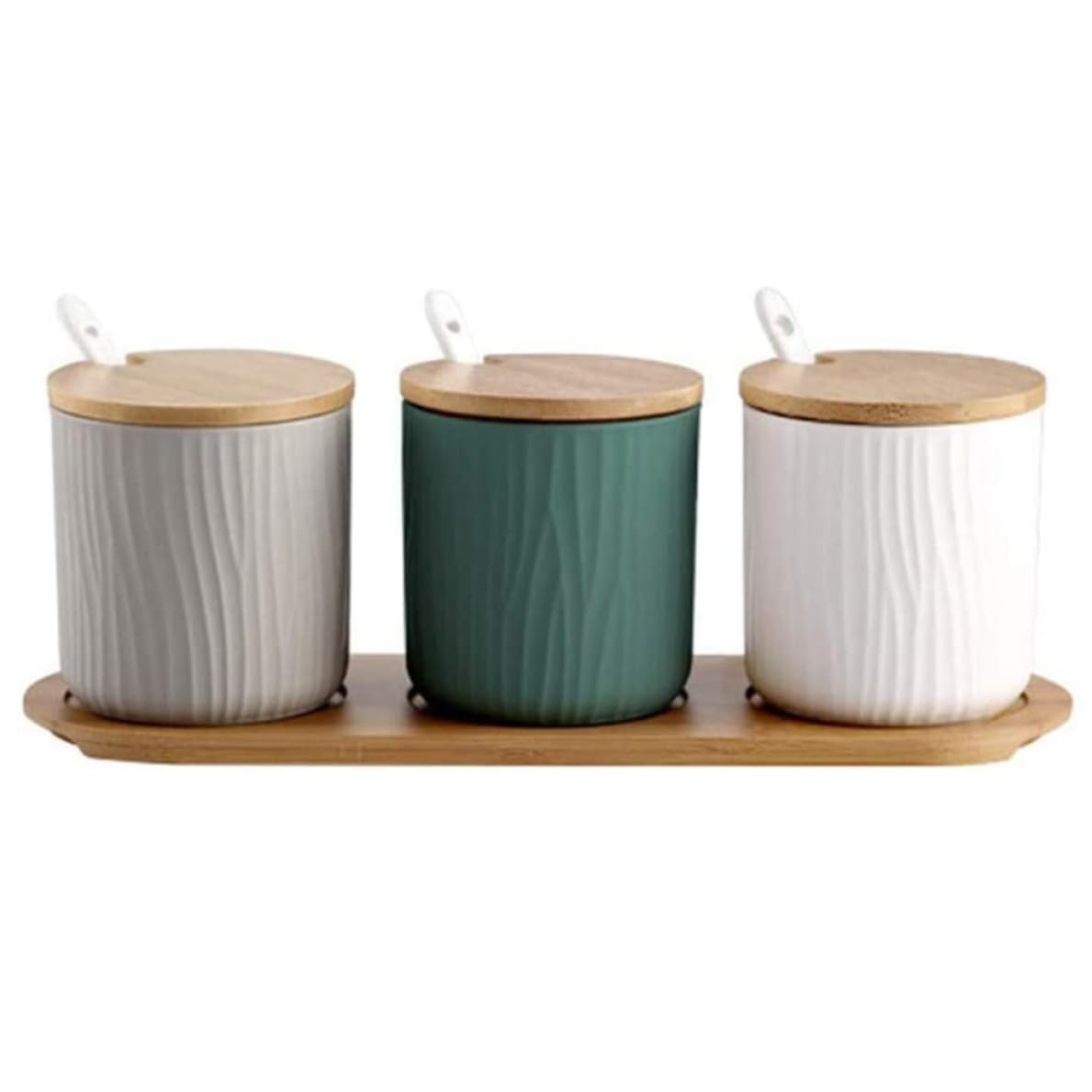 Ensemble de sucriers contenants à épices bouteilles d'assaisonnement en céramique pots à sucre avec cuillères et couvercles pour thé et café en vrac 3 pièces