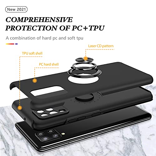 Image of Galaxy A42 5G Case for Samsung A42 Case Military Grade Shockproof Built-in Ring Holder Kickstand Car Mount Armor Heavy Duty Protective Case for Galaxy A42 Phone Case (Black)