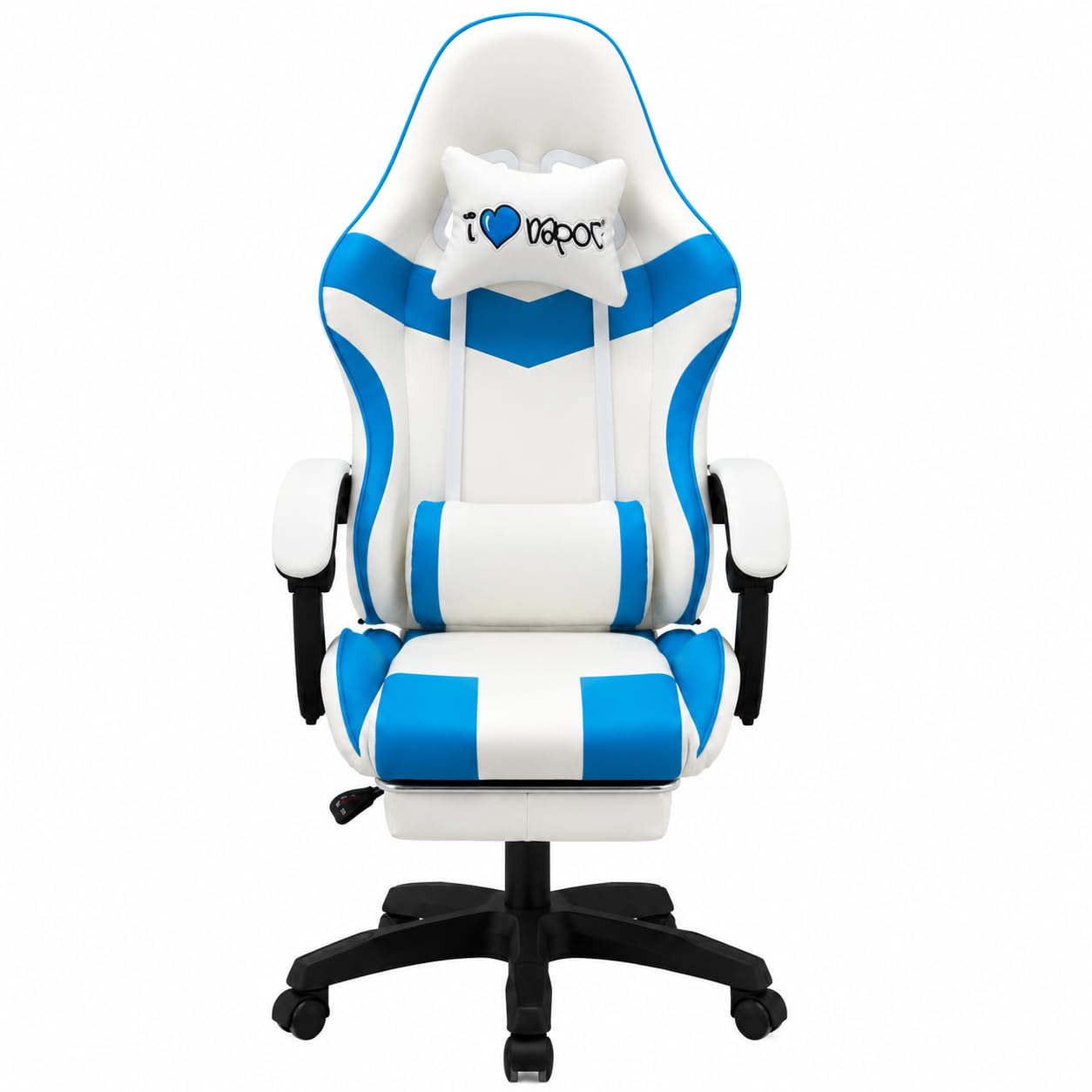 Sedia Gaming Ergonomica I Love Napoli Reclinabile con Cuscini Schienale 90°-135°, altezza regolabile, rotazione 360°, supporto lombare, poggiapiedi, cuscino collo, ruote, gaming e ufficio
