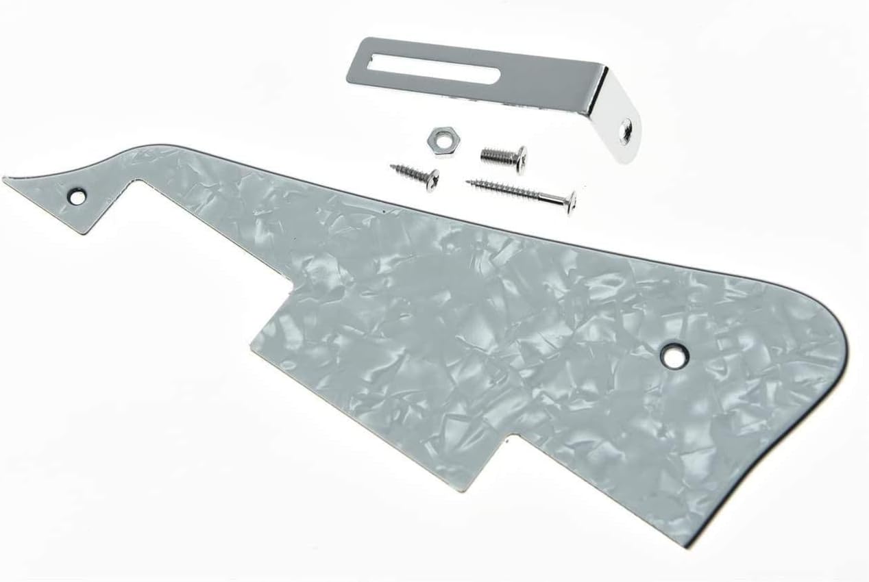 Dopro White Pearl LP Guitar Pickguard with Chrome Bracket for Epiphone Les Paul