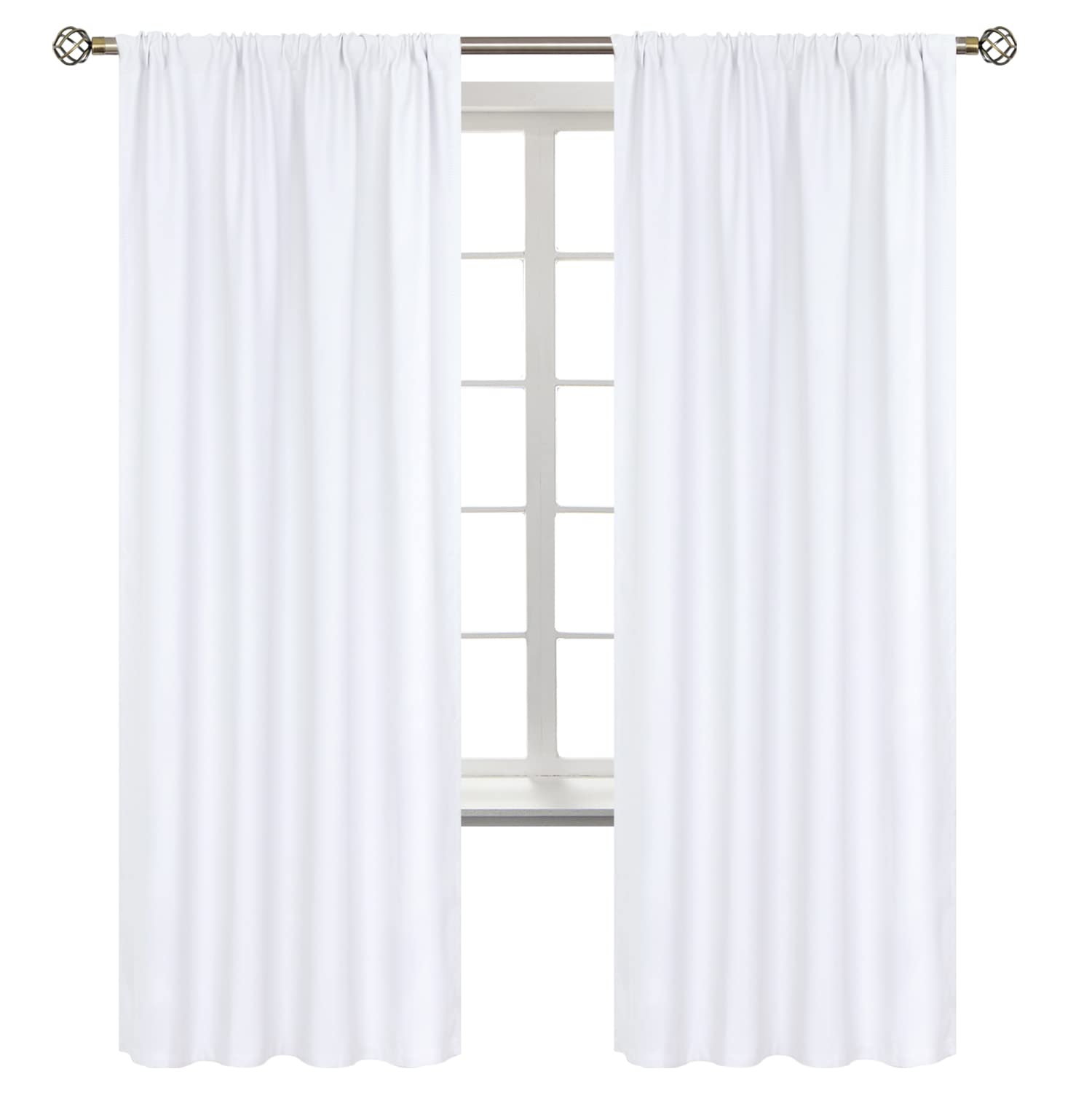BGment Rod Pocket White Curtains for Living Room - Thermal Insulated Window Treatment Curtains for Bedroom, 2 Panels, Pure White, 42 x 72 Inch โ image 1