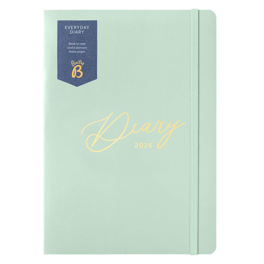 Busy B Everyday A5 Weekly Planner Diary 2026 - Compact Diary for Students, Teachers, Work & More with a Week-to-View Layout, Useful Planners, Notes Pages & Elastic Closure Band - Sage Planner Jan-Dec — image 1