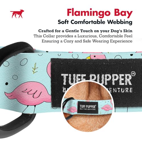 Image of Tuff Pupper Premium Adjustable Dog Collar, Stylish Pattern Collars Designed in USA, Quick Release Buckle, Flamingo Bay Medium (1 Inch Wide x 13-18 Inch Neck)