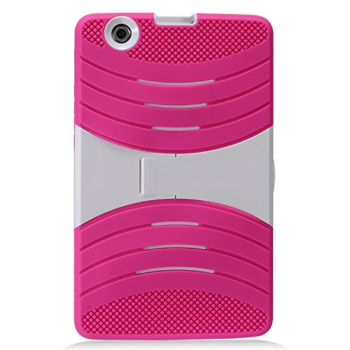 BNY-WIRELESS Compatible for LG G Pad X 8.0 V521/G Pad III 8.0 V525 2016 (T-Mobile) igh Impact Hybrid Drop Proof Armor Defender Full-body Protection Case Convertible Built in Stand Case-pink white