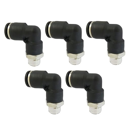 Metalwork Pneumatic Push to Connect 90 Degree Male Elbow Fitting 1/8" OD x 1/8" NPT Male (Pack of 5)