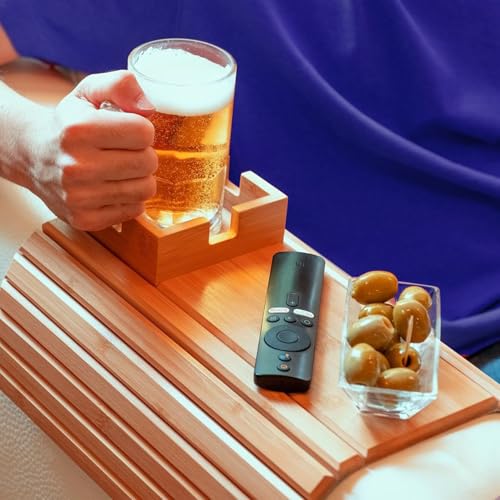 Bandeja plegable para brazo de sofá: evita caídas de mandos y teléfono 8