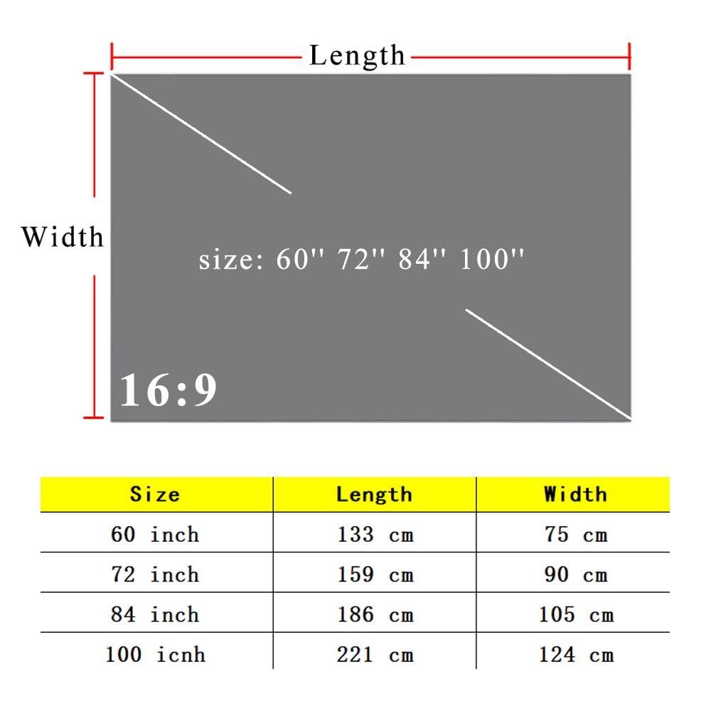 Tenda Proiettore Portatile Pieghevole 60 72 84 100 Pollici Anti-Luce 4K HD Schermo Di Proiezione 16:9 Telo Videoproiettore Per Interni Esterni Cinema(84inch (16:9))