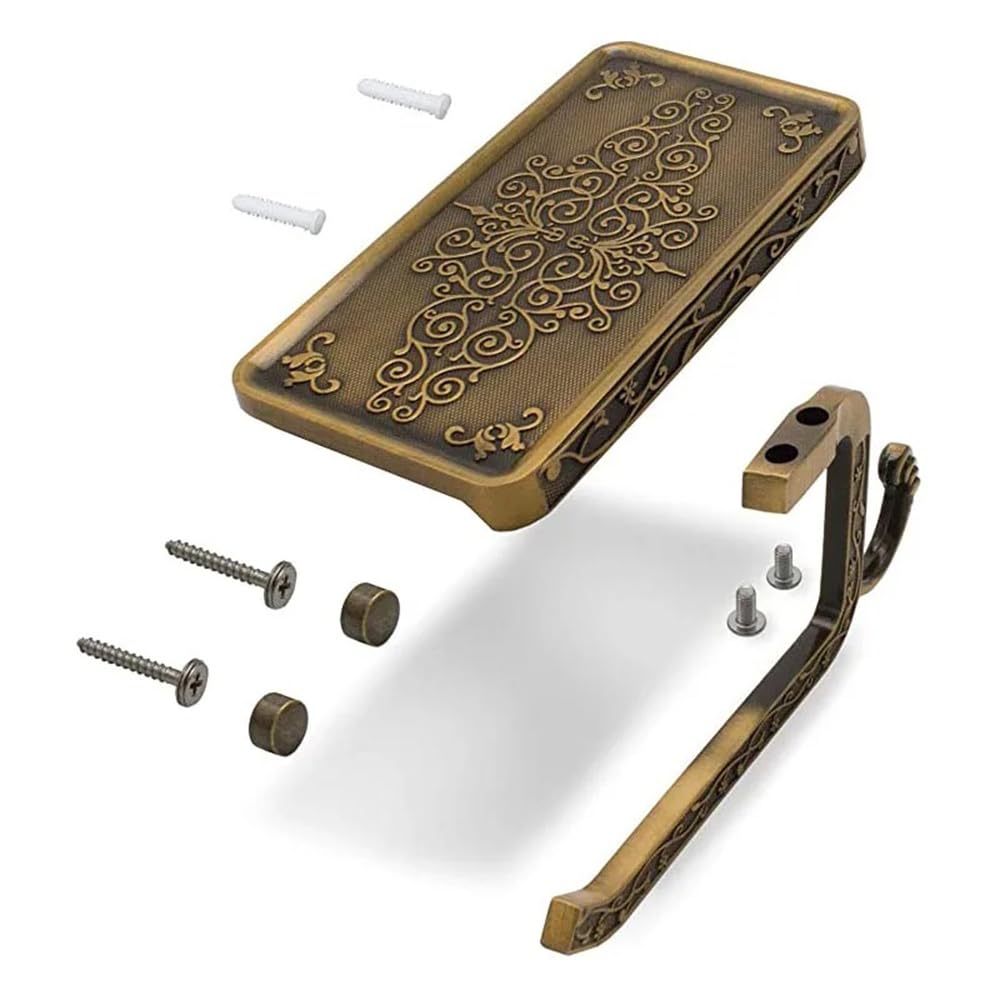 Porte-rouleau Toilette Vintage Avec étagère - Bronze Antique - Aluminium Robuste
