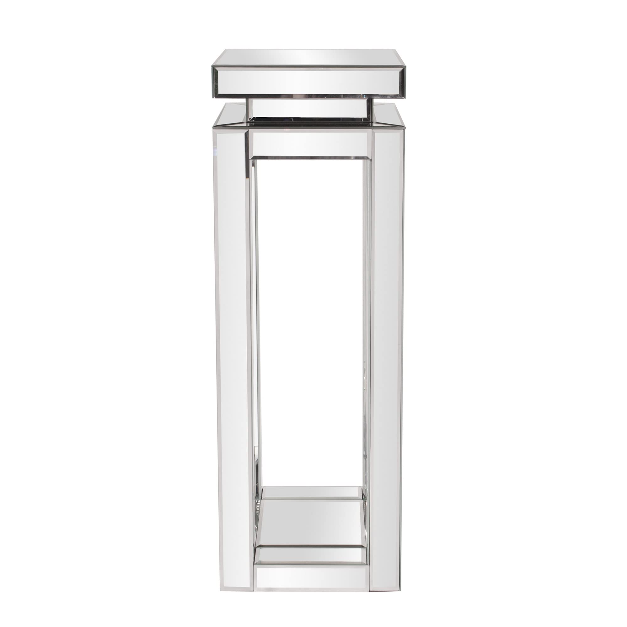 Howard Elliott Large Silver Mirrored Pedestal Accent Table for Home Decoration, Mirrored Finish Design, for Bedroom, Entryway or for Any Room, 12 x 12 x 36 inches