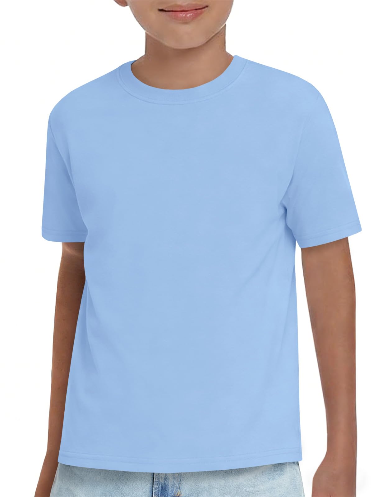 Boys Athletic Short Sleeve T Shirts Kids Summer Workout Tops Crewneck Basic Tee 5-14 Years — view 9