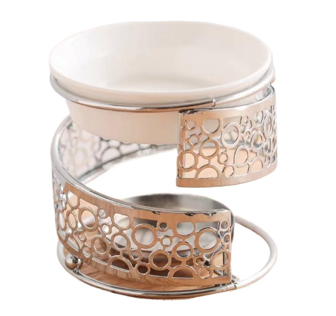 Duftkerzenhalter, Duftlampe, Aromadiffusor aus Keramik und Metall, Teelichtkerze, Aromatherapie-Ornament, for die Inneneinrichtung von Zuhause, Schlafzimmer, Wohnzimmer, Einweihungsgeschenk(Silver)