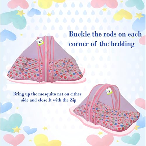 Image of Toddylon Flat Bed Baby Bed New Born Baby Bedding Set | Mosquito Net | Carry Bag | Mattress | Carry Bag | Essentials Combo | Cotton | Infants | Baby Boys & Baby Girls | Beds (0-6 Months) (3PCS Set)