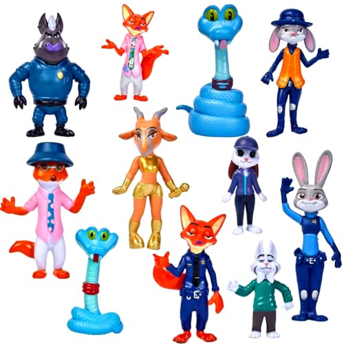 11-Pack Zootopia 2 Toys Animal City Character Figurines, 4'' Cartoon Animal Toys, City Adventure-Themed Mini Action Figure Collection for Kids & Fans,...