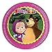 16 Kids Set of Masha and The Bear Party Supplies and Birthday New Year's Tableware Colored Napkins Paper Plates in a Set of 88 Items for 16 Guests