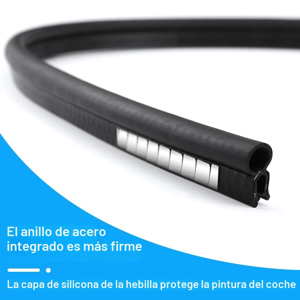 Storystore Tira de Sellado de Goma para Puerta de Coche con Bulbo Superior 6m Sello de Puerta de Coche Sello de Maletero Sello de Borde para Coches, Barcos, Autocaravanas, Camiones y Aplicaciones