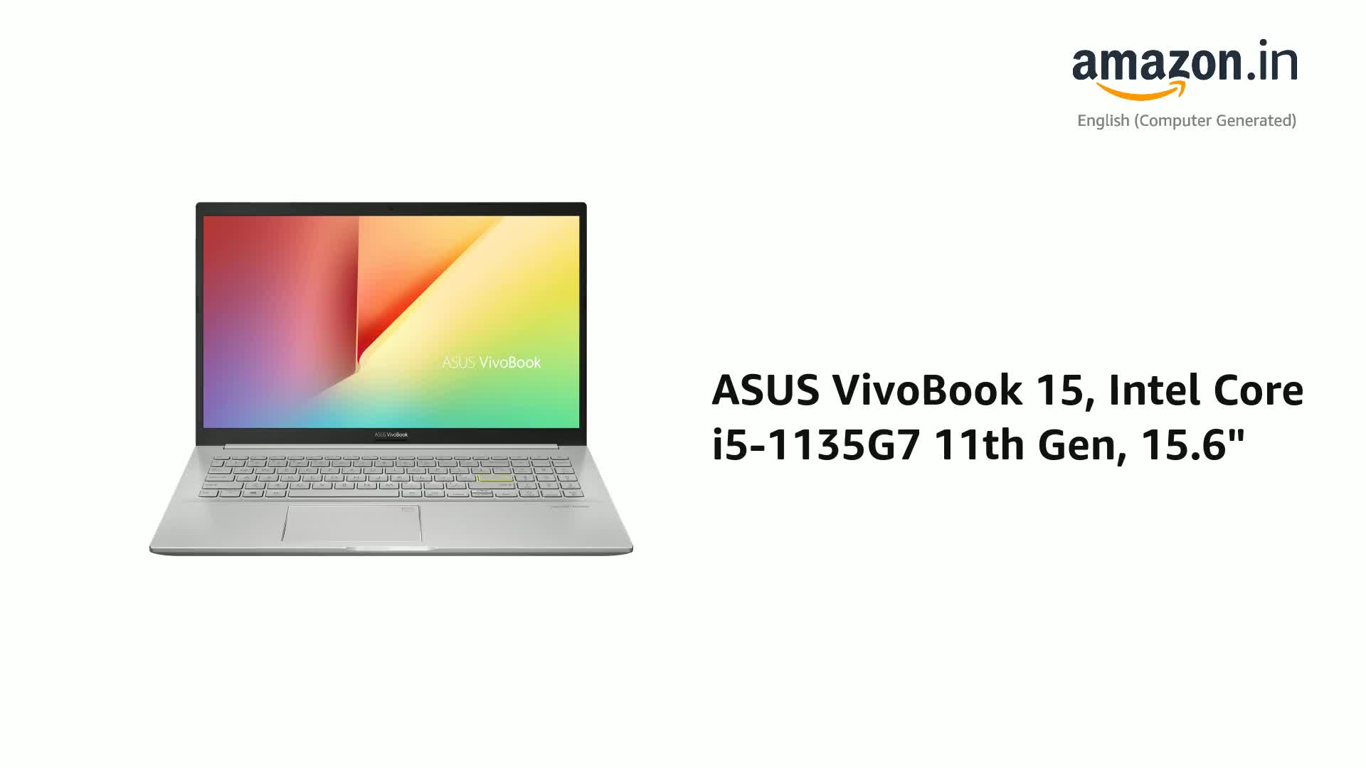 ASUS VivoBook 15, Intel Core i5-1135G7 11th Gen, 15.6