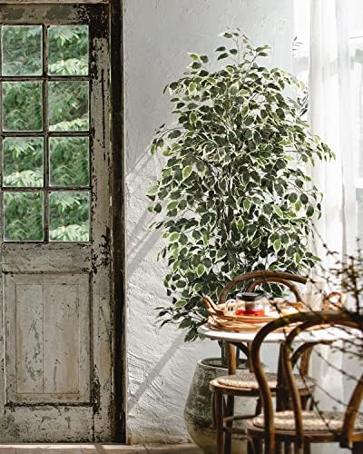 Yepdin Artificial Ficus Tree，6ft Tall Silk Ficus Tree for Home Decor Indoor & Outdoor Fake Plant Suitable for Living Room,Office and Garden Decor