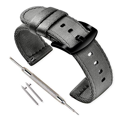 Vinband Cinturini Orologi Alta qualità Nylon Orologi Bracciale - 18mm, 20mm, 22mm, 24mm Cinturino Orologio Addensare Dell acciaio Inossidabile (20mm, Grigio)