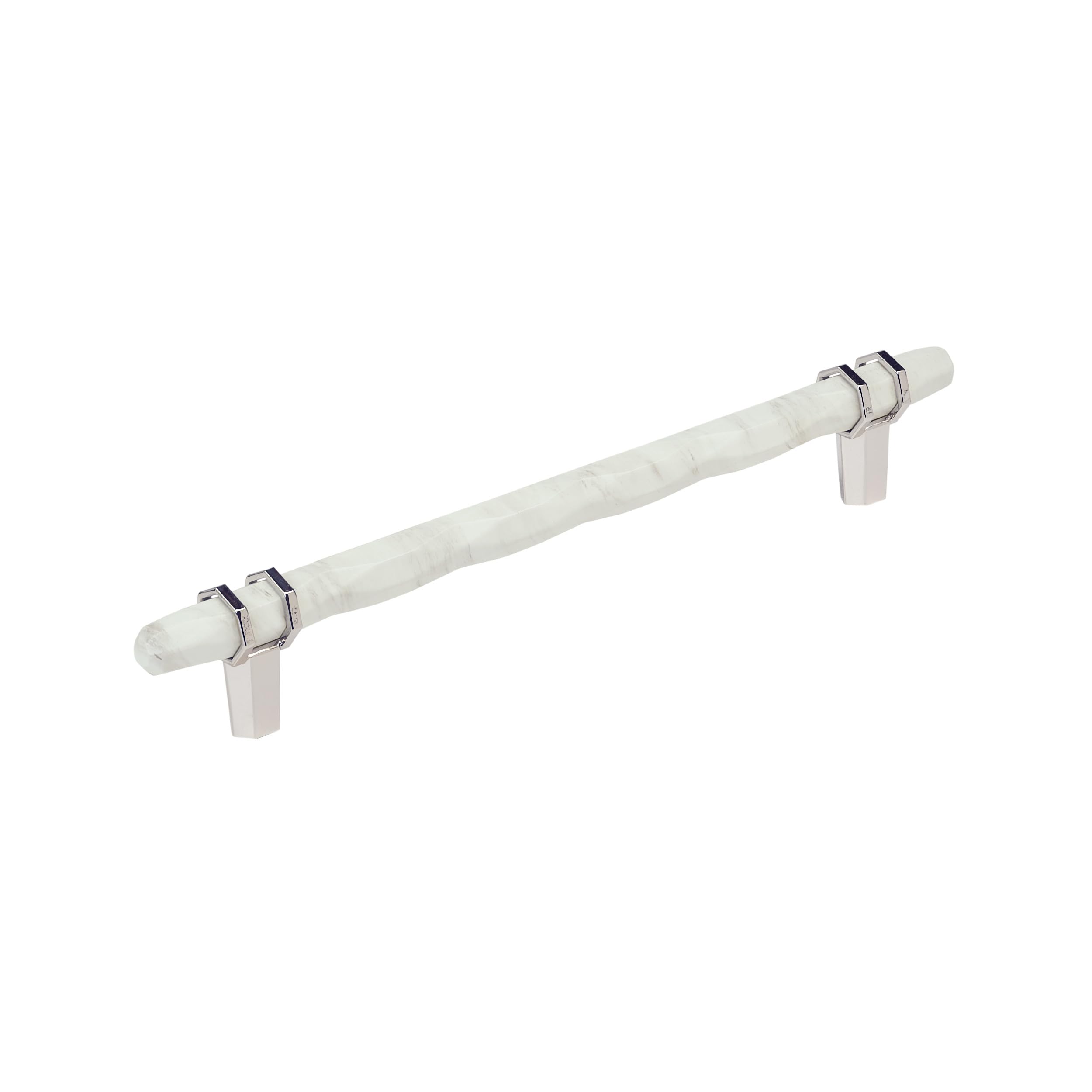 Amerock 8" Carrione Marble White/Polished Nickel Drawer Pull