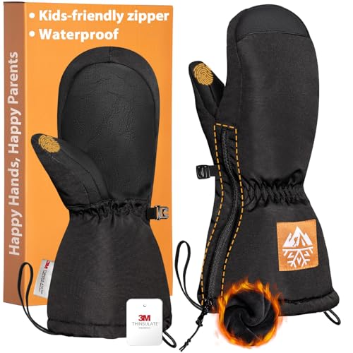 RIGWARL Kids Snow Ski Mittens with Zipper