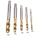 INHDBOX 5 Pcs M3 M4 M5 M6 M8 Titanium Coated HSS Spiral Flute Metric Taps Set