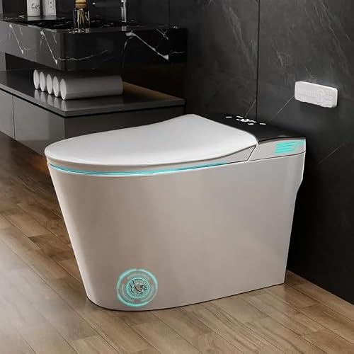 WITMYA Smart Toilet with Bidet Built In ADA Height 17.7", 1.28GPF Power Flush, One Piece Bidet Toilet Design with Heated Seat, Voice Control, Remote Control, Foam Shield, Tankless Modern Toilet BSJ